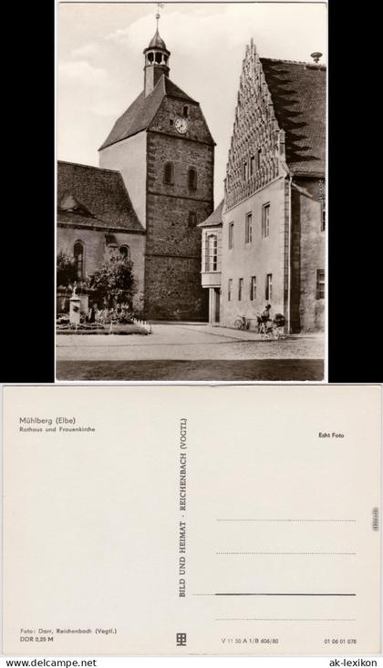 Foto Ansichtskarte Mühlberg Elbe Miłota Rathaus und Frauenkirche 1980