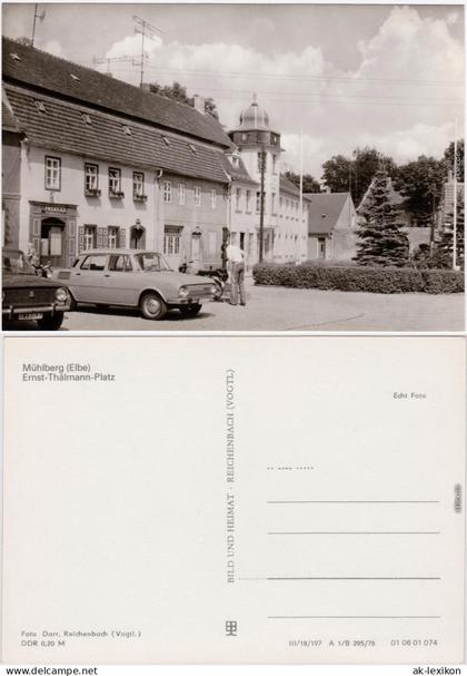 Mühlberg Elbe   Marktpatz / Ernst-Thälmann-Platz Foto Ansichtskarte  1978