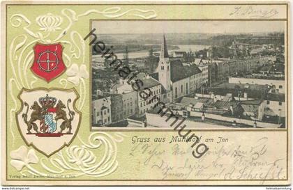Mühldorf am Inn - Wappen - Verlag Adolf Dachs Mühlberg - gel. 1902