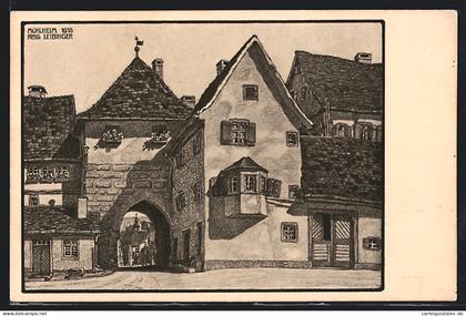 Künstler-AK Mühlheim a. Donau /Württ., Ortspartie