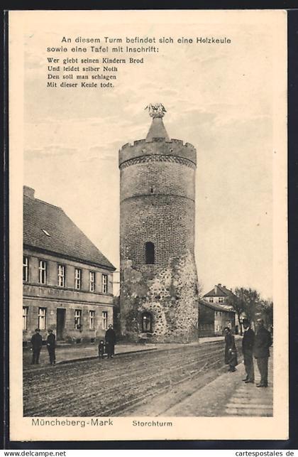 AK Müncheberg /Mark, Strassenpartie am Storchturm