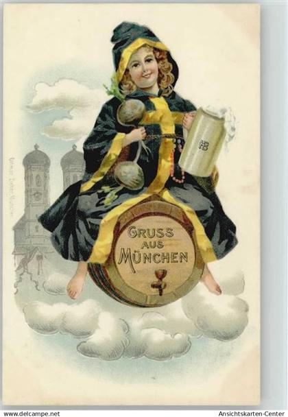 10011834 - Berufe-Bier-Muenchner Kindl Litho AK Bierkrug