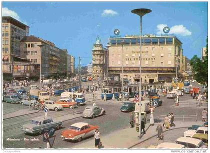 MUENCHEN München Karlsplatz 1967 (( tramway VW käfer Kombi autos  BMW )