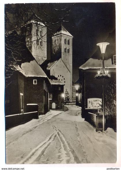 ÄLTERE POSTKARTE MÜNSTER IN WESTFALEN DOM BEI NACHT IM WINTER Schnee Weihnachtsstimmung Weihnachten Ansichtskarte AK cpa