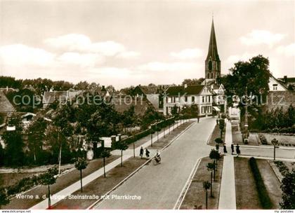 Werne  Lippe Muenster Westfalen Steinstrasse mit Pfarrkirche