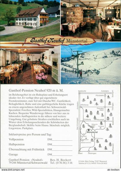 Münstertal/Schwarzwald Gasthof Neuhof Münstertal Schwarzwald Reklamekarte 1980