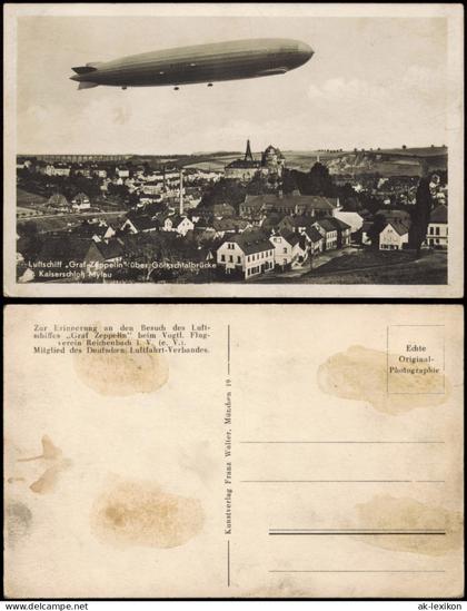 Mylau-Reichenbach (Vogtland) Flugwesen - Zeppelin über der Stadt 1932