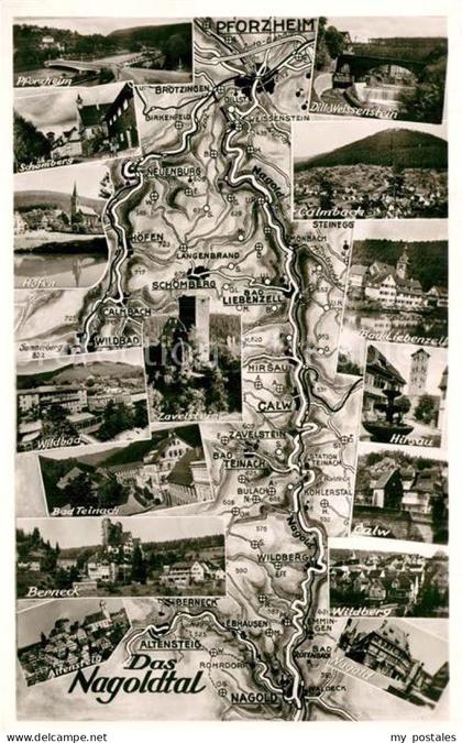 Nagold Das Nagoldtal von Nagold bis Pforzheim Landkarte Sehenswuerdigkeiten der