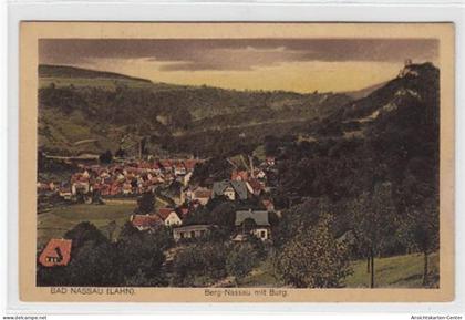 39091073 - Bad Nassau.  Berg-Nassau mit Burg gelaufen, 1923. Gute Erhaltung.