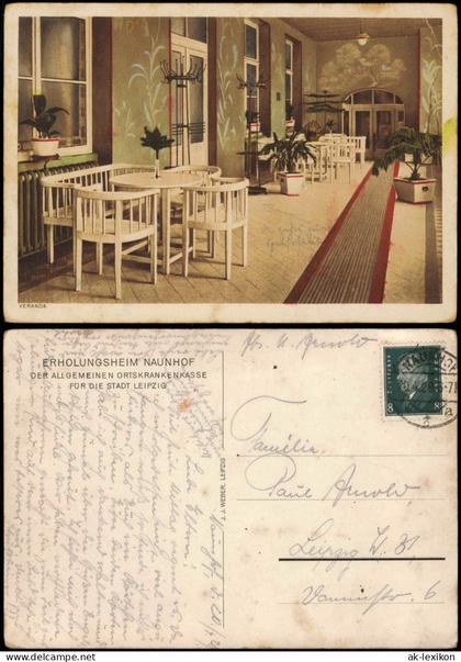 Ansichtskarte Naunhof Erholungsheim - Veranda 1929