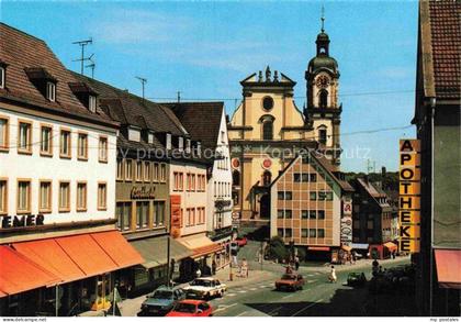 Neckarsulm BW Marktstrasse St-Dionysius Kirche Apotheke Geschaefte Autos Stadtan