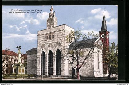 AK Neu-Ulm, Kreuzigungsgruppe der Kriegsgedächtniskirche