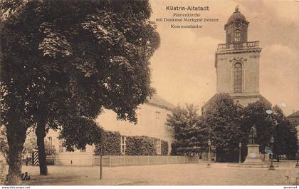 AK Küstrin-Altstadt Marienkirche Denkmal Marktgraf Johann Neumark Postkarte