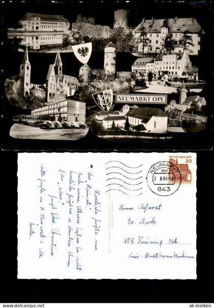 Ansichtskarte Neumarkt (Oberpfalz) Fotomontage Burg Gebäude VW Käfer 1966