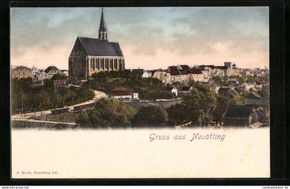 AK Neuötting, Ortsansicht mit Kirche