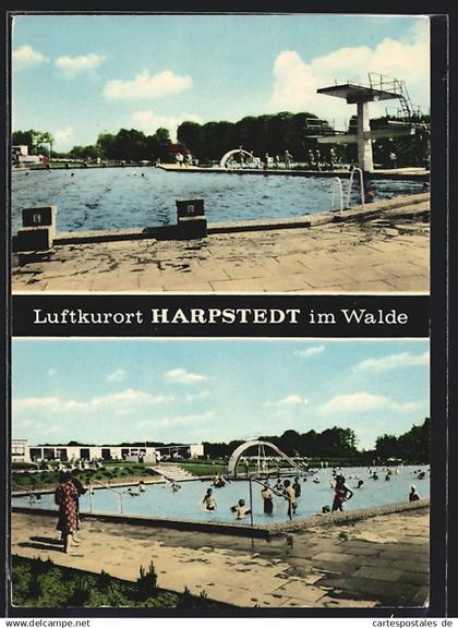 AK Harpstedt im Walde, Belebte Szenen aus dem Freibad