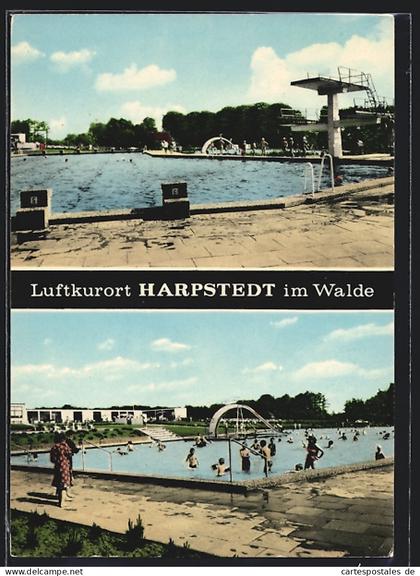AK Harpstedt im Walde, Belebte Szenen aus dem Freibad