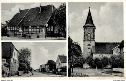 CPA Groß Solschen Ilsede in Niedersachsen, Kirche, Ehrenmal, Gasthaus Arnemann, Hauptstraße