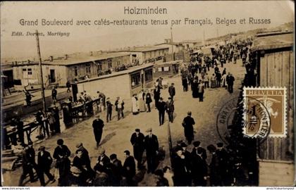 CPA Holzminden an der Weser, Grand Boulevard avec cafes-restaurants tenus par Francais, Belges