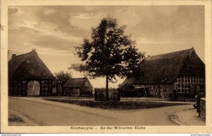 CPA Kirchweyhe Weyhe Niedersachsen, Vorderansicht von Bauernhäuser, Baum, Straße