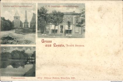 CPA Leeste Weyhe Niedersachsen, Kirche, Kriegerdenkmal, Wassermühle, Geschäft