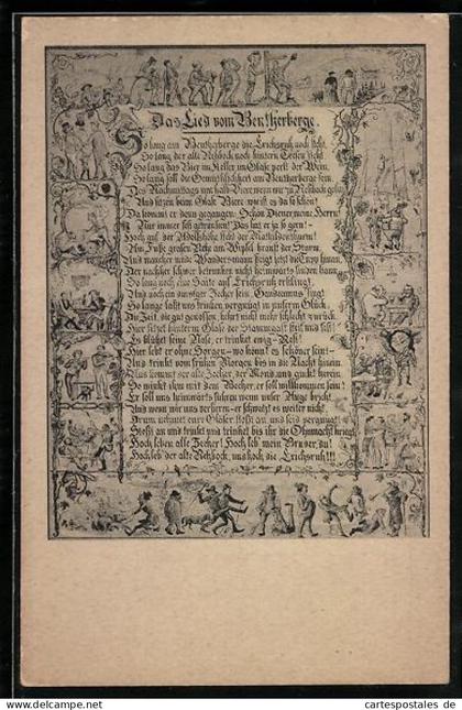 Künstler-AK Bentherberg, Das Lied vom Bentherberge, Text und Szenen