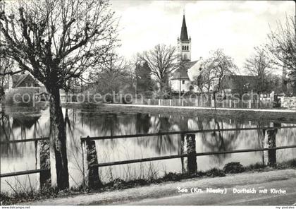 See Niesky Dorfteich mit Kirche