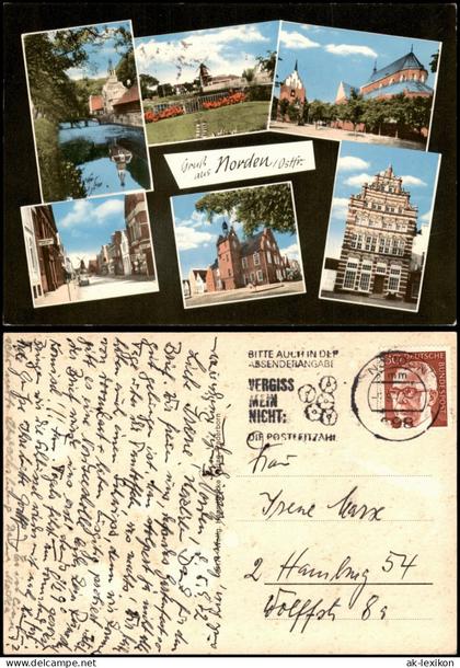 Ansichtskarte Norden Mehrbildkarte mit 6 Ortsansichten 1972