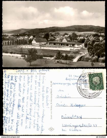 Ansichtskarte Marsberg Strandbad Freibad Schwimmbad 1959