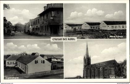 CPA Gleuel Hürth bei Köln Rhein Erft Kreis, Neue Schule, katholische Kirche, Jugendheim