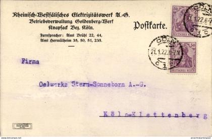 CPA Knapsack Hürth Nordrhein Westfalen, Rheinisch-Westfälisches Elektrizitätswerk AG, Reklame