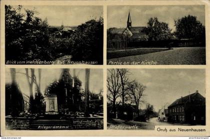 CPA Neuenhausen Heiligenhaus Overath im Bergischen Land, Welchenberg, Kirche, Kriegerdenkmal, Str
