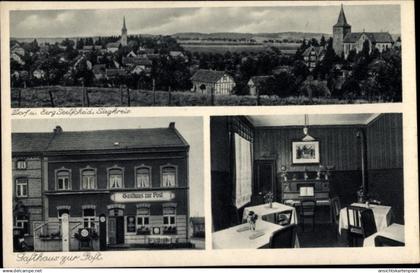 CPA Neunkirchen Seelscheid im Rhein Sieg Kreis, Gasthaus zur Post, Innenansicht, Blick auf den Ort