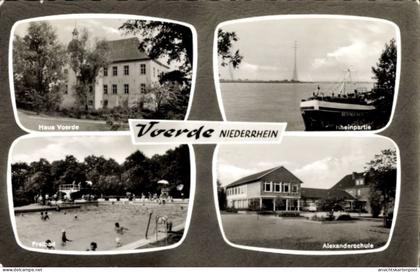 CPA Voerde am Niederrhein, Haus Voerde, Rheinpartie, Freibad, Alexanderschule