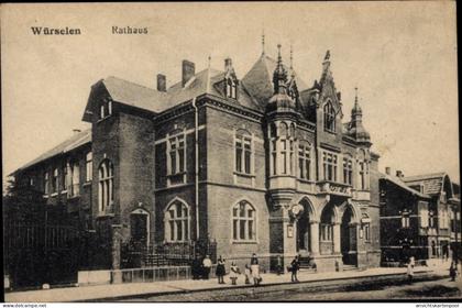 CPA Würselen Nordrhein Westfalen, Straßenpartie mit Rathaus