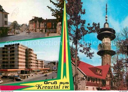Kreuztal Westfalen Strassenpartie Innenstadt Kindelsbergturm Aussichtsturm