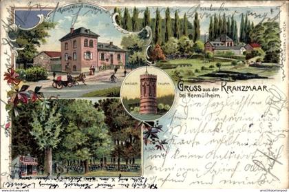 Lithographie Hürth Nordrhein Westfalen, Kranzmaar, Restauration, Schützenplatz, Wasserturm