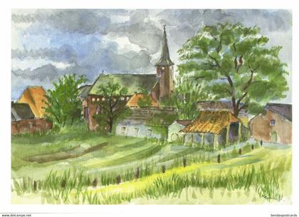 SEVELEN, Issum, Maria Kuppel Aquarell "Kirche in Sevelen" (1981) AK