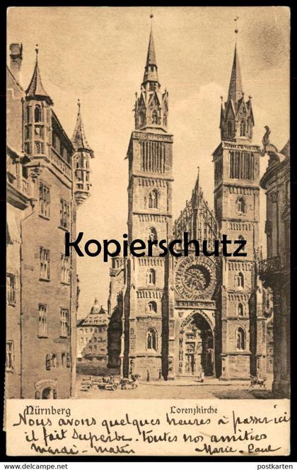 ALTE POSTKARTE NÜRNBERG LORENZKIRCHE Kirche church église postcard Ansichtskarte cpa AK