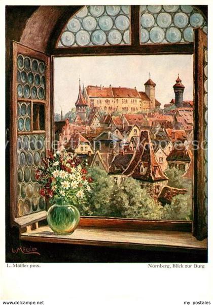 Nuernberg Burg Alt Nuernberg Nach Originalgemaelde Ludwig Moessler