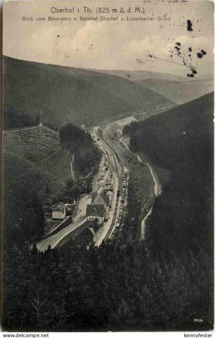 Oberhof, Blick vom Bärenstein n. Bahnhof Oberhof u. Lubenbacher Grund