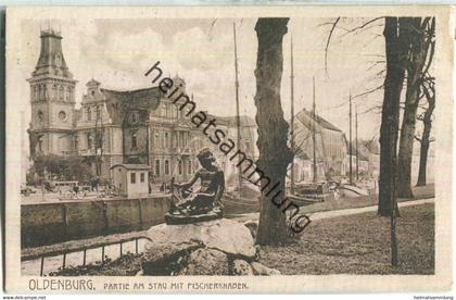 Oldenburg - Partie am Stau - Fischerknaben - Verlag Hermann Ch. Büsing Oldenburg