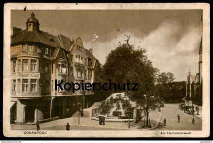 ALTE POSTKARTE OSNABRÜCK AM HERRNTEICHSWALL WIENER CAFÉ Herrenteichswall Brunnen Ansichtskarte AK cpa postcard