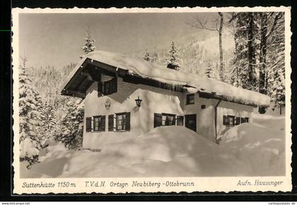 AK Neubiberg, Suttenhütte der Ortsgruppe Neubiberg-Ottobrunn im Schnee