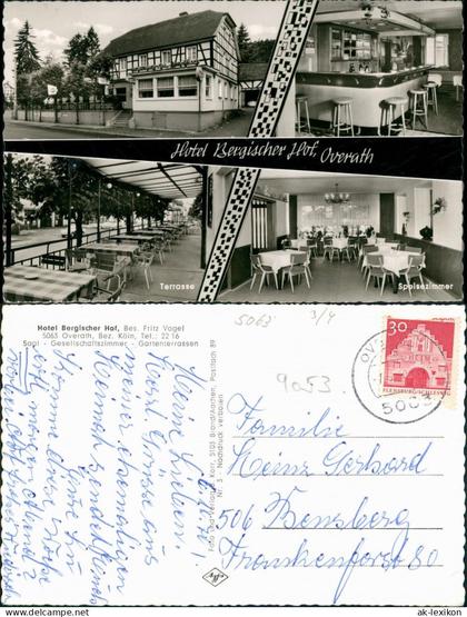 Ansichtskarte Overath Hotel Bergischer Hof Innen u. außen 1968