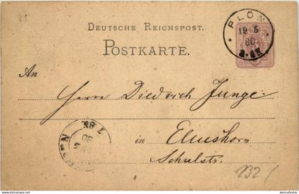 Ganzsache Plön gelaufen 1880