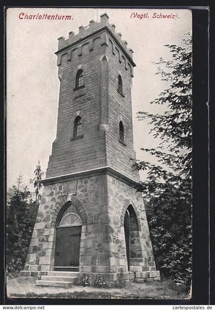 AK Pöhl, Charlottenturm /Vogtl. Schweiz, Blick auf den Turm