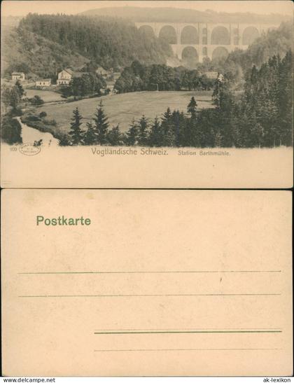 Ansichtskarte Barthmühle-Pöhl Station Barthmühle. Viadukt 1906