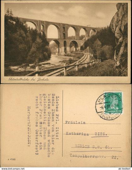 Ansichtskarte Jocketa-Pöhl Elstertalbrücke 1927
