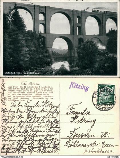 Ansichtskarte Jocketa-Pöhl Elstertalbrücke 1937